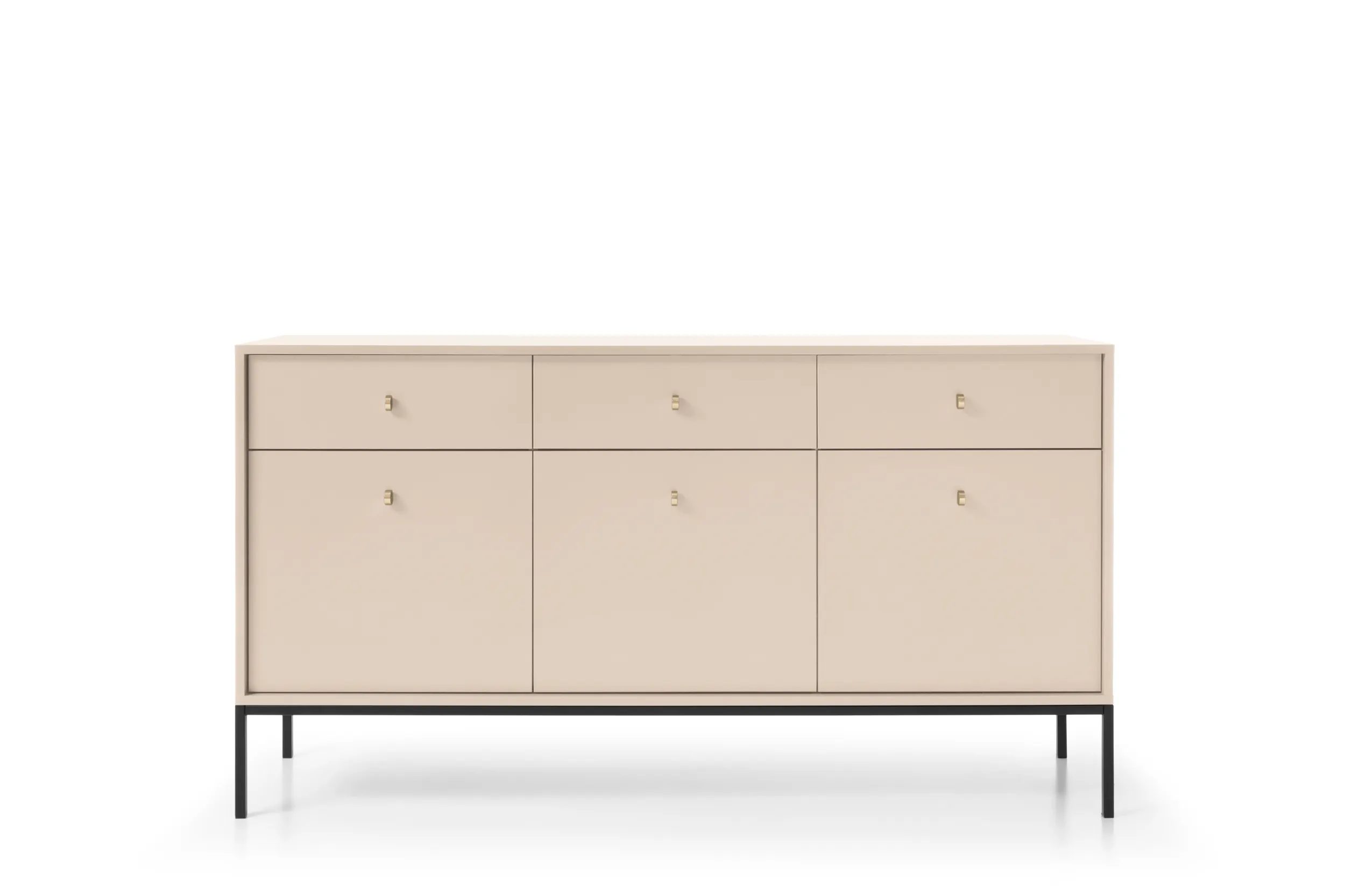 Komoda 3-drzwiowa z 3 szufladami MONO Piaskowy, Czarny — zdjęcie 2