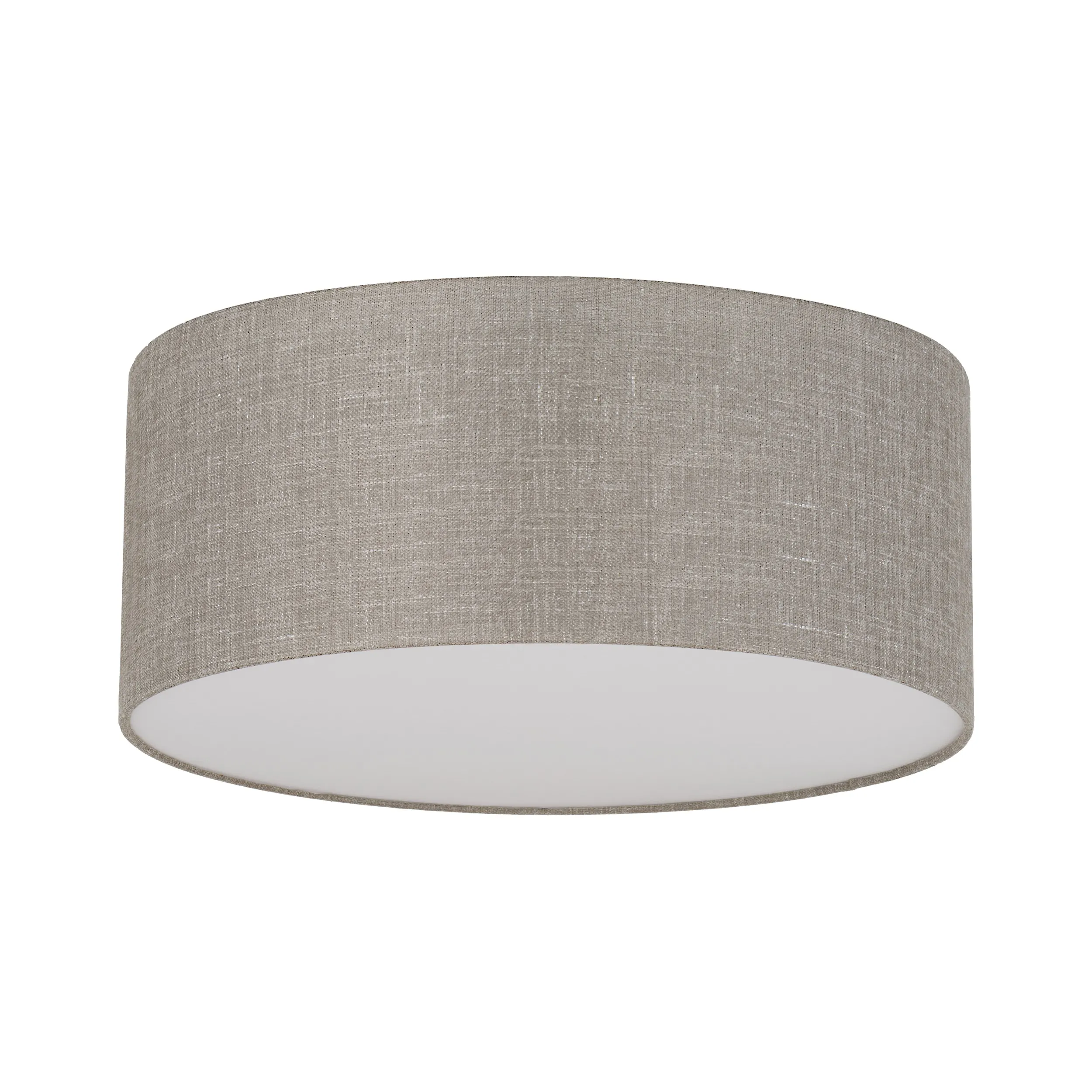 Lampa sufitowa RODO brązowa z tkaniny z białym okrągłym kloszem 45x15cm