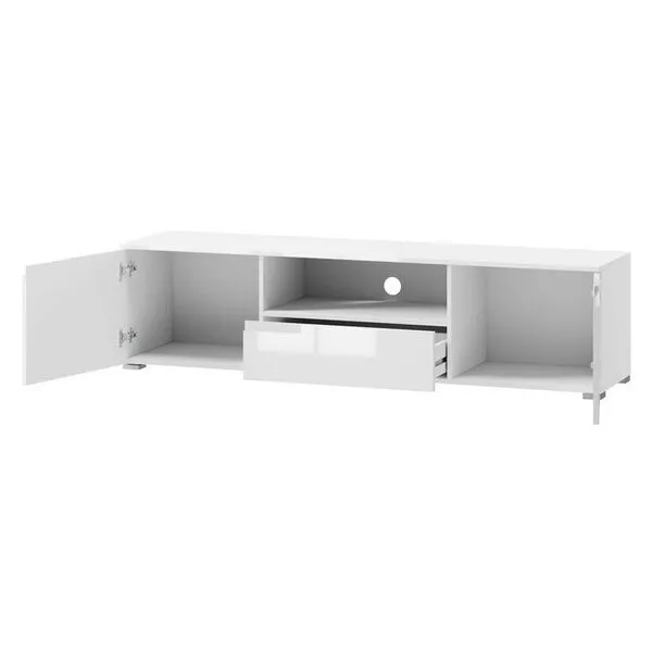 Szafka RTV SELENE 9 dwudrzwiowa z szufladą biały połysk 165x42x39cm