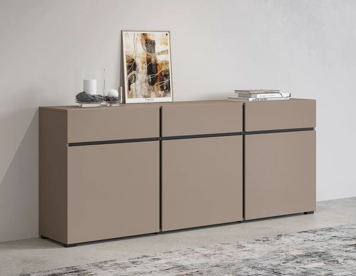 Komoda 3-drzwiowa z 3 szufladami CROSS 180 cm congo beżowo-szara — zdjęcie 6