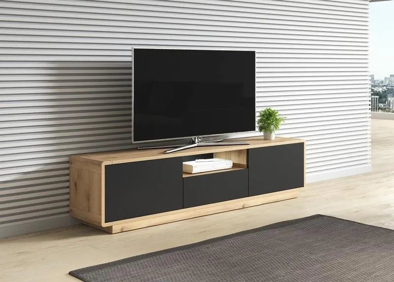 Komoda RTV ASTON 39 czarna supermat taurus 180x44x40cm — zdjęcie 3