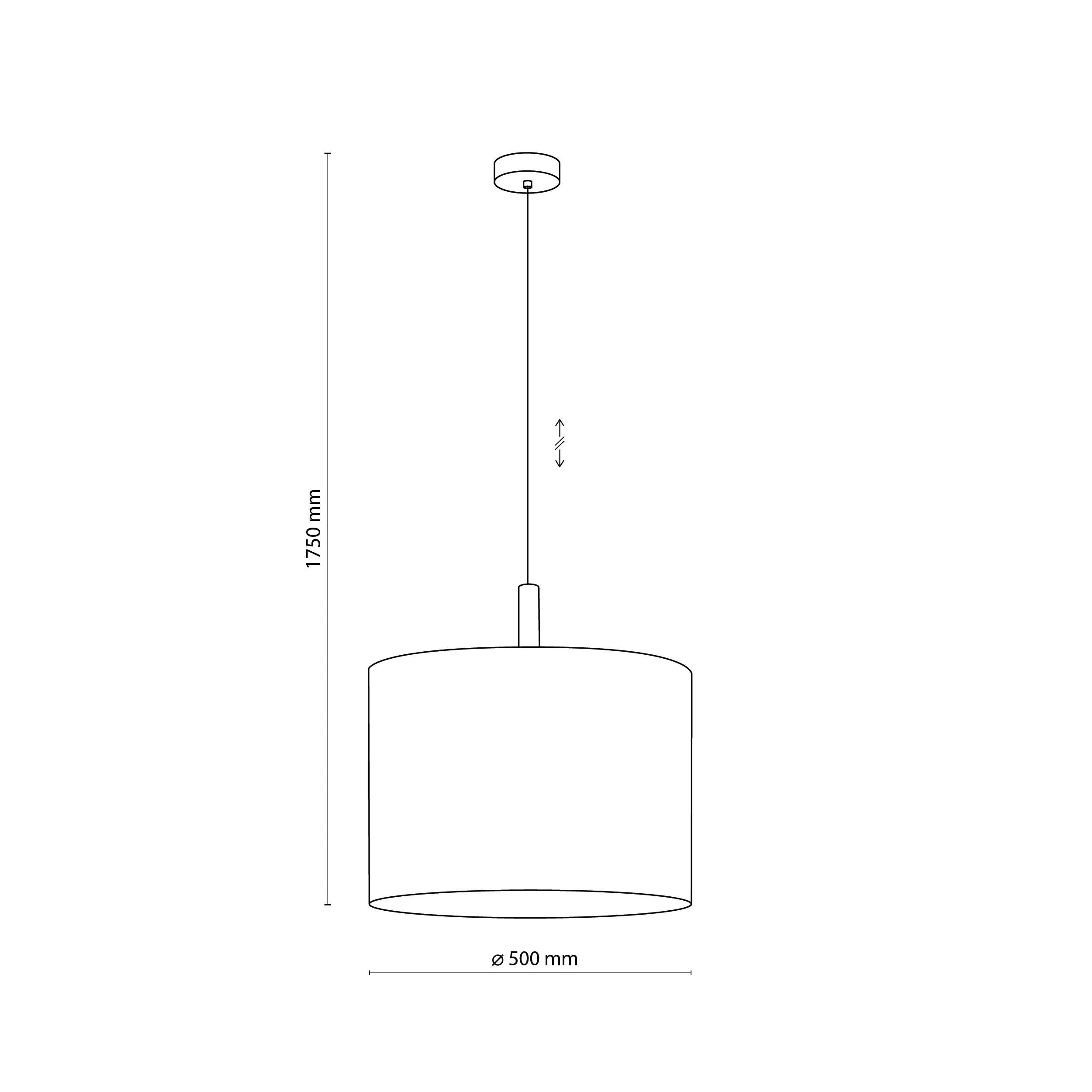 Lampa wisząca DEVA NATURE na czarnej podstawie i przewodzie z drewnianym elementem beżowy okrągły abażur z tkaniny 175x50cm - TK_6107