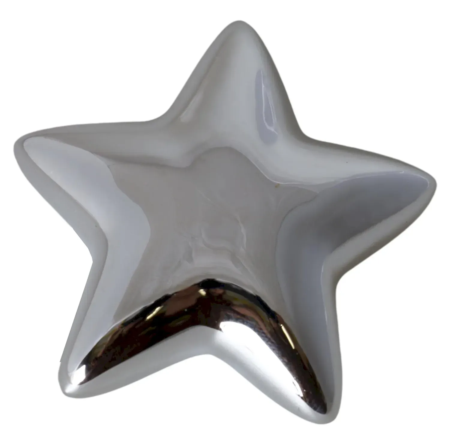 Ceramiczna GWIAZDA leżąca mała srebrna