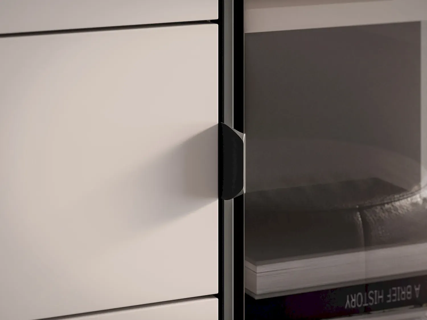 Witryna 3-drzwiowa z szufladą BARNEE 01 oświetlenie LED cashmere — zdjęcie 4