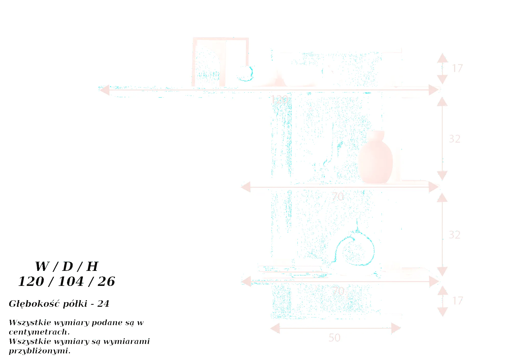 Półka dębowa wisząca PRESENT 120x104 z oświetleniem led - GK_103623160202