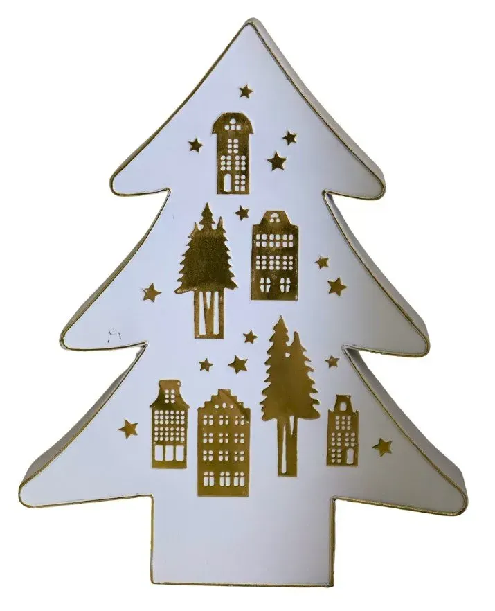 CHOINKA metalowa DUŻA 7756 biało-złota