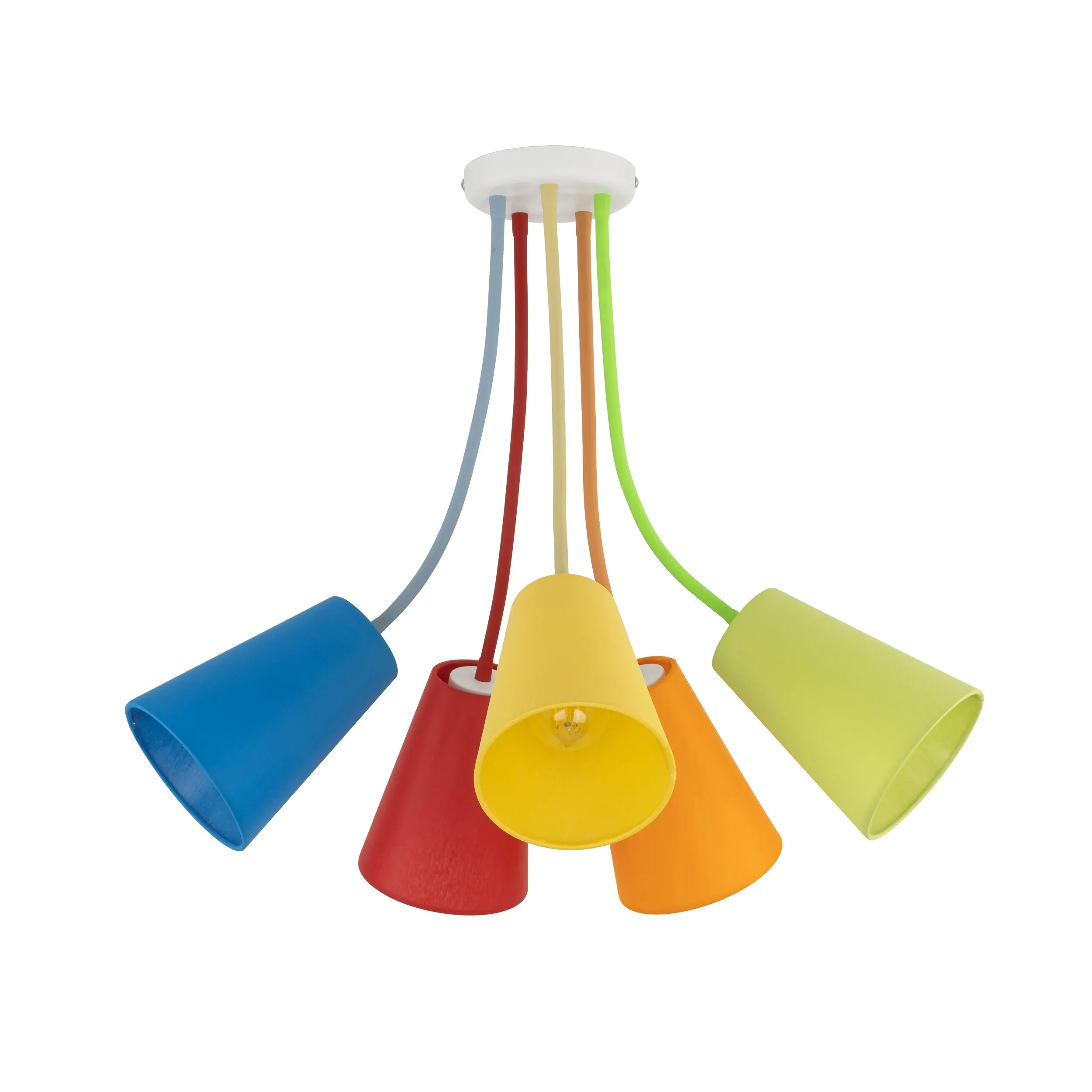 Lampa sufitowa WIRE COLOUR biała wielokolorowa zielona pomarańczowa czerwona niebieska żółta elastyczne ramiona 70x50cm - TK_2107