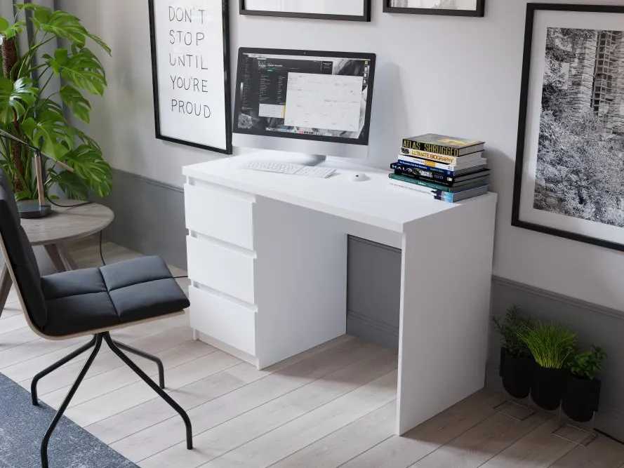 Biurko BIURKA Biały uni mat z 3 szufladami - MT974-Z12M