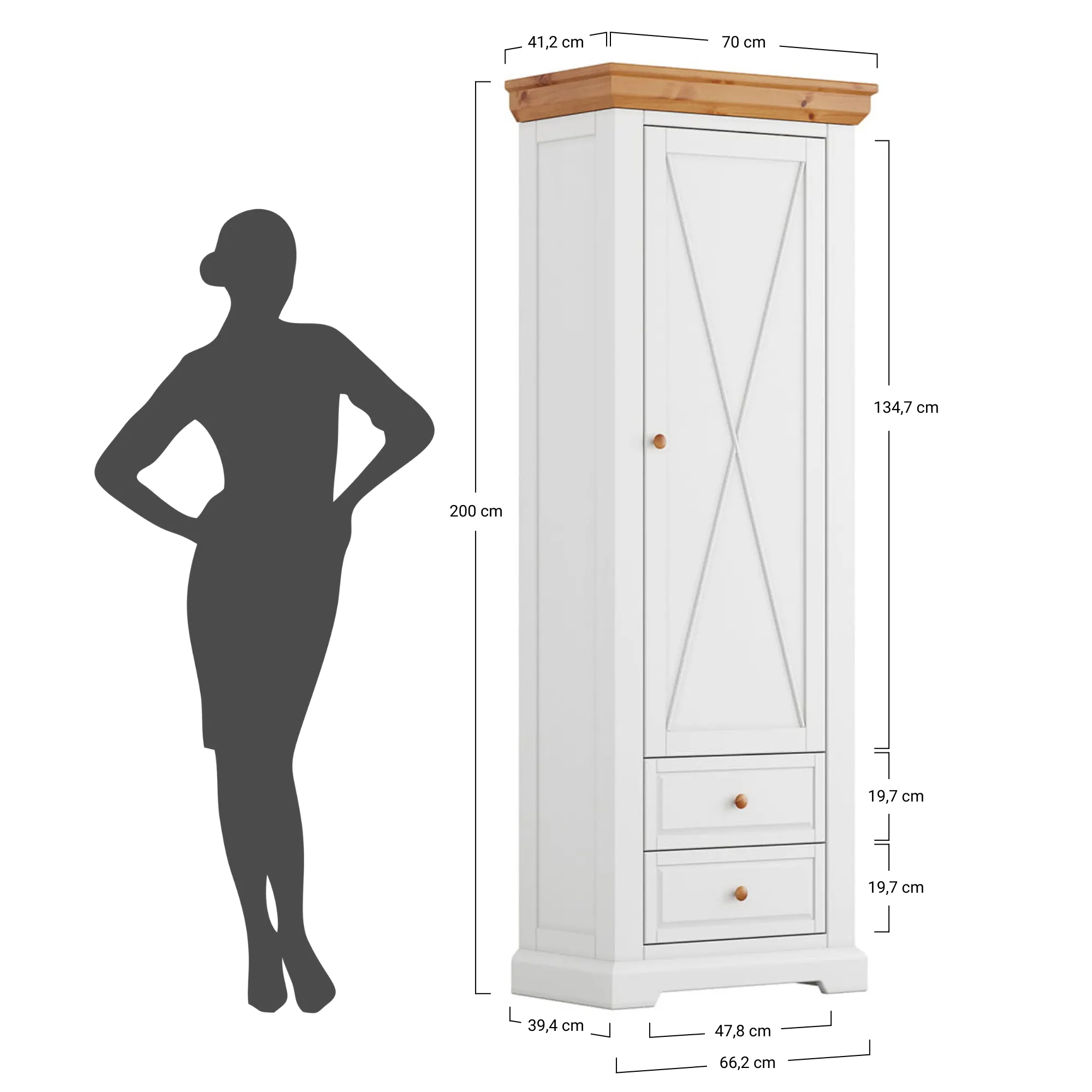 Szafa MARONE ELITE 1-drzwiowa z 2 szufladami - biały, złocisty - PLMEL27