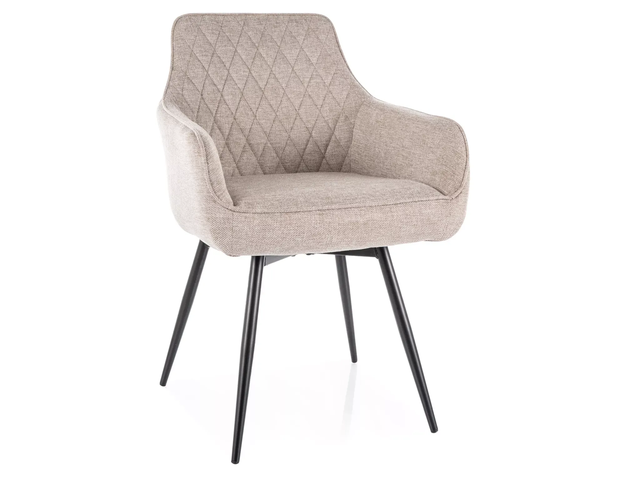 Krzesło tapicerowane MARLO BREGO jasnobeżowe na czarnych nogach