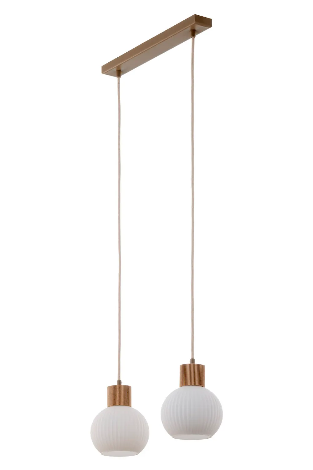image lampa wisząca, pendant light, lampa podwójna, kula ceramiczna, drewniana oprawa
