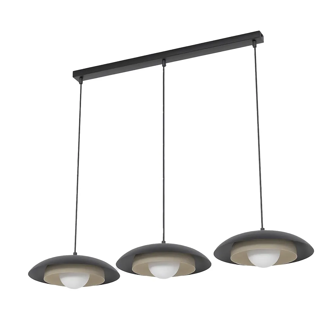 image pendant light, 3 light fixture, hanging lamp, black gray, modern decor