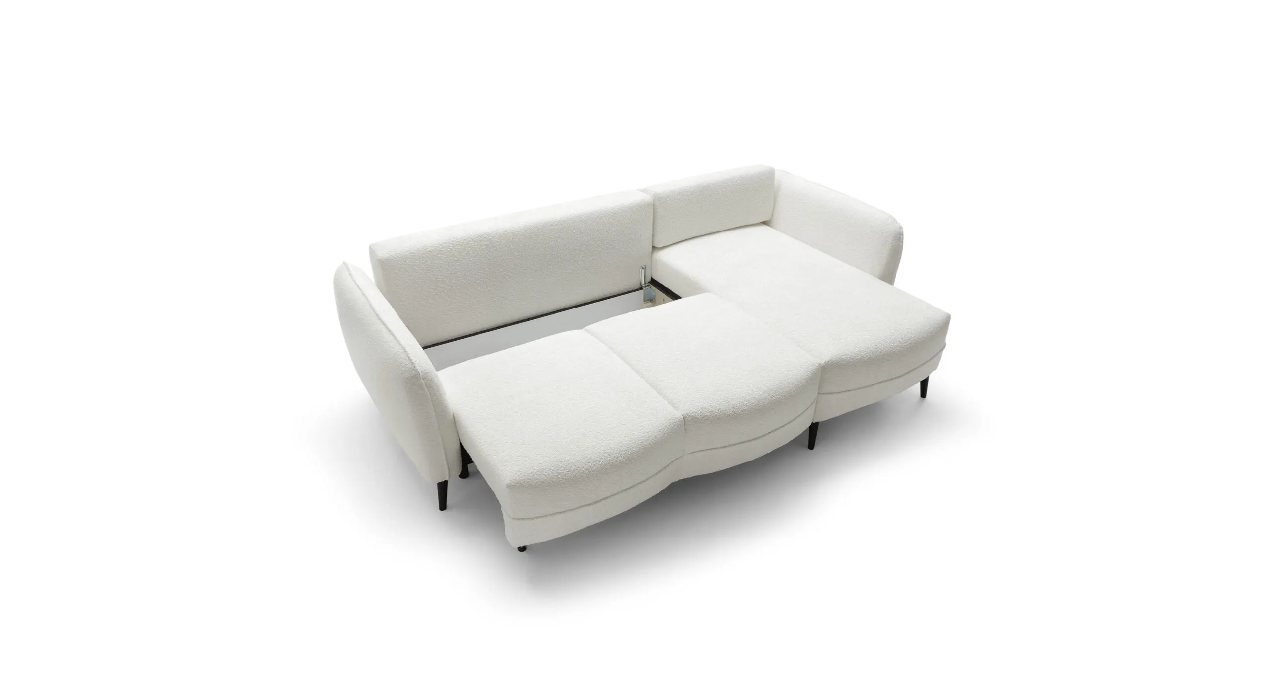 Narożnik z funkcją spania ELEGY prawostronny, ozdobne poduszki - kremowy, czarne nóżki - ELEGY_NAR_ABRIAMO04_P