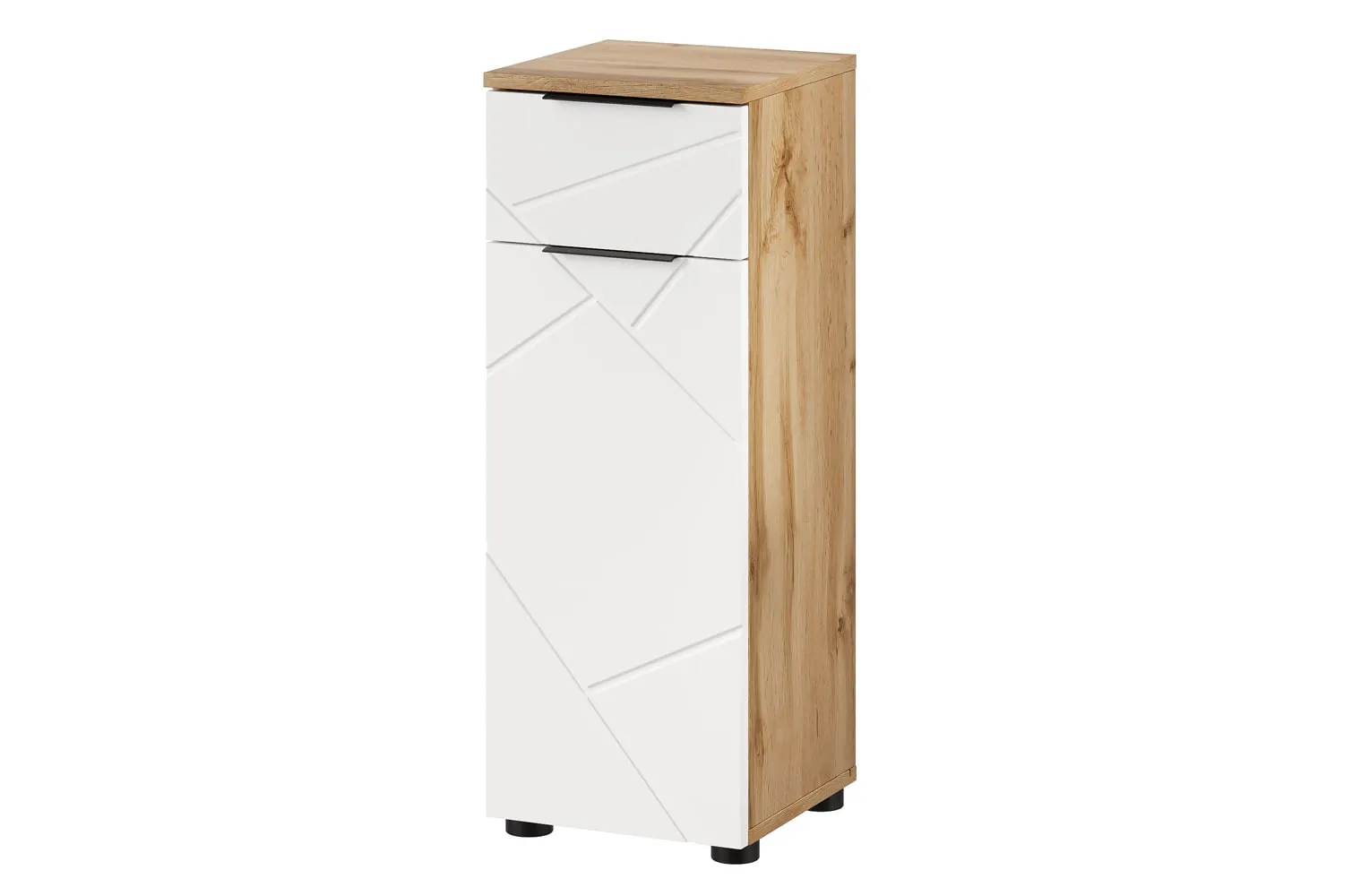 Szafka łazienkowa z szufladą MAZI L/P 81x30 dąb Wotan/biały mat Skrzynka pocztowa