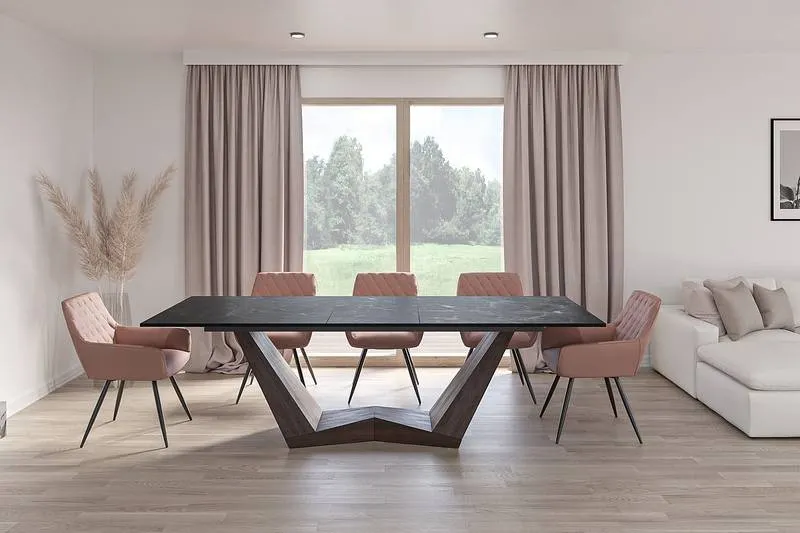 Stół rozkładany BONUCCI CERAMIC 98x200(250) Nero Greco czarny stelaż orzech - BONUCCICO200