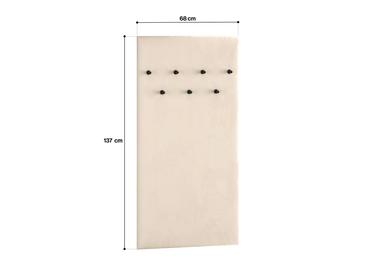 Panel ścienny z haczykami tapicerowany SOPHIE 68x137 kaszmirowy - 1SOPH20-001