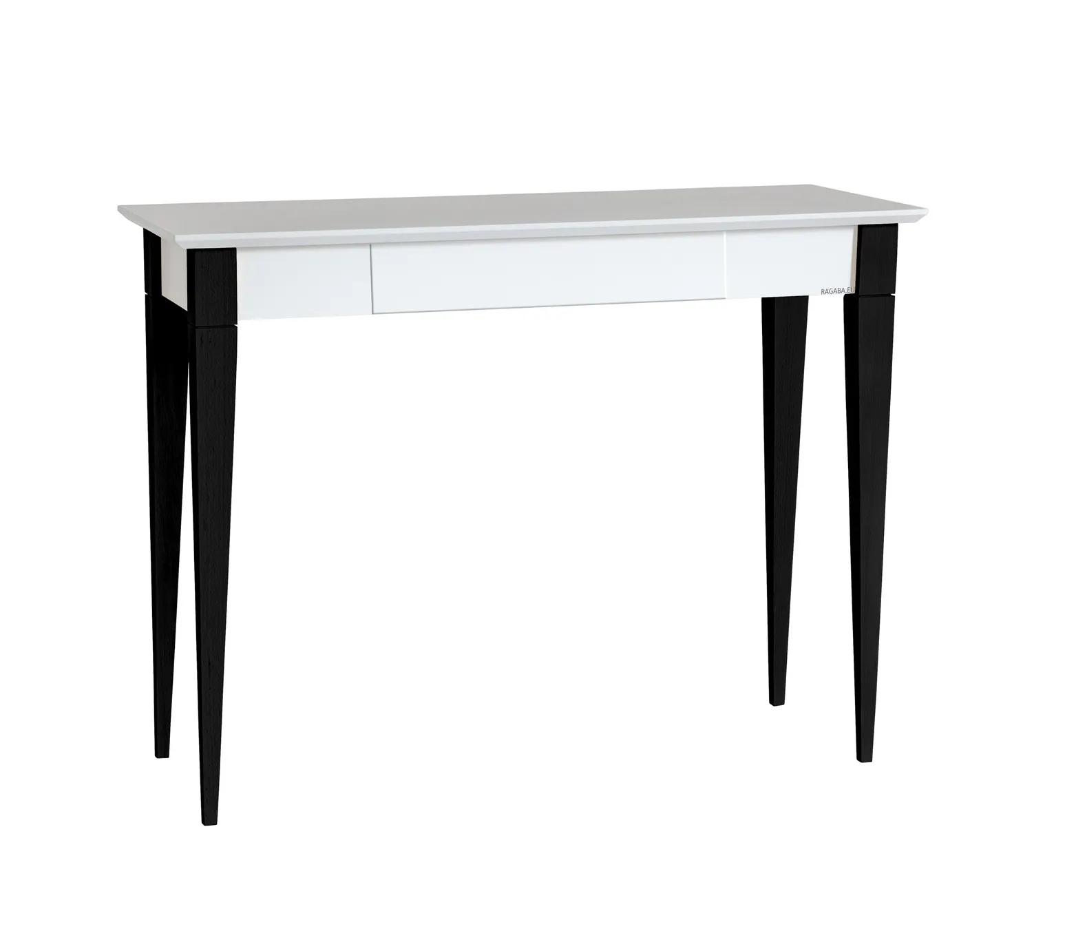 Biurko z szufladą 105x40 MIMO biały blat/czarne drewniane nogi