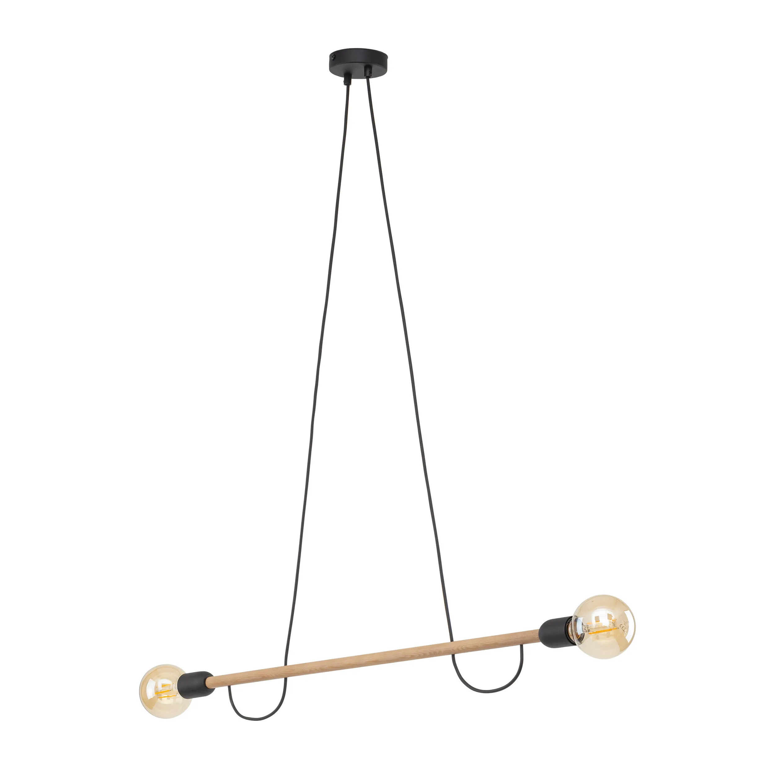 Lampa wisząca HELIX czarna z jasnym drewnianym elementem 130x93x10cm