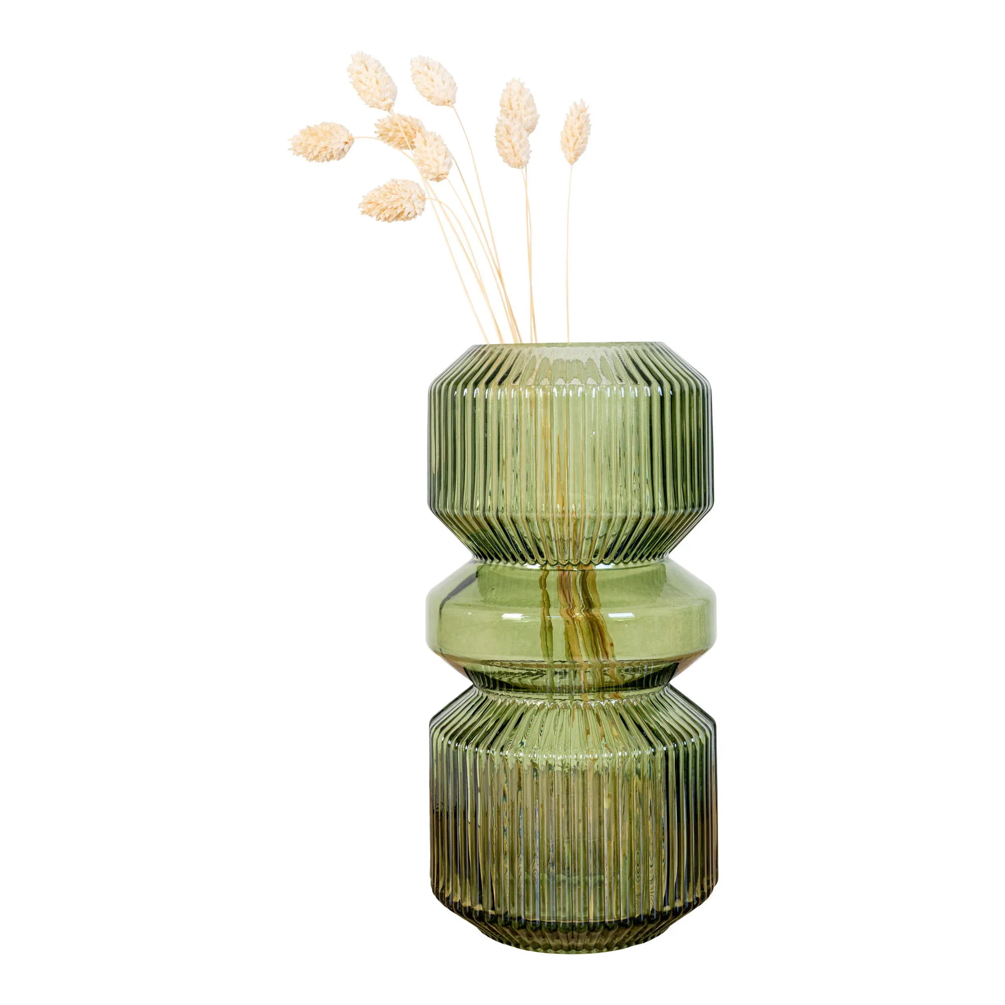 Wazon ze szkła VASE fi12x25 cm zielony transparentny - 4441070