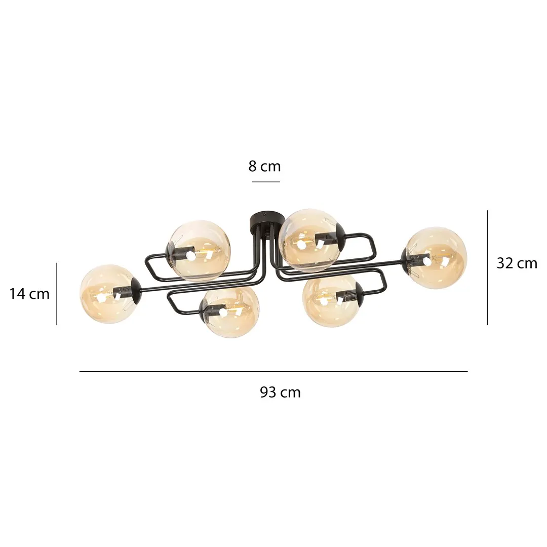 Lampa sufitowa BRENDI 6 czarny miodowy — zdjęcie 8