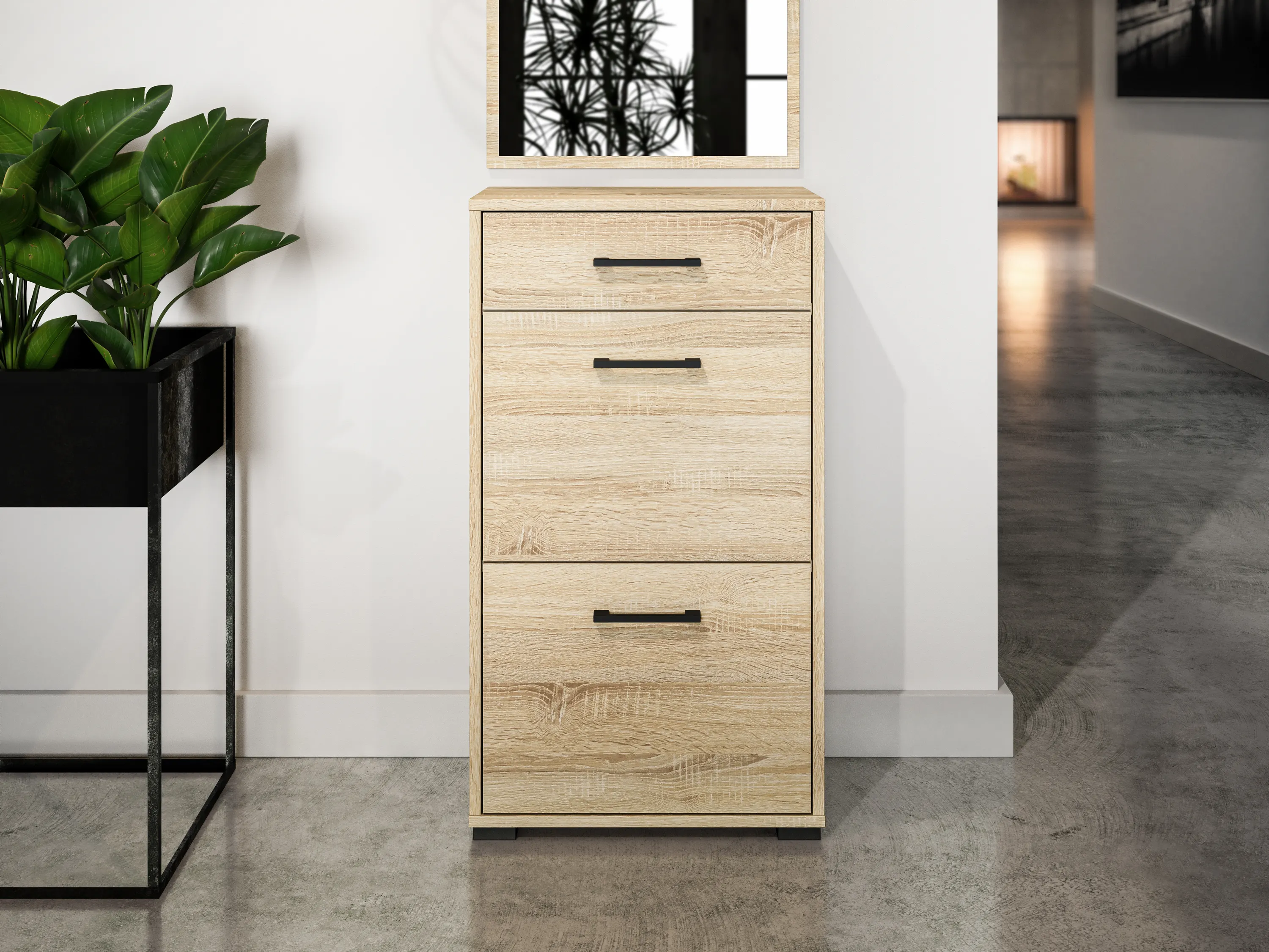 Szafka na buty z szufladą i 2 klapami Caro 09 Sonoma jasna 90x50x34 — zdjęcie 20