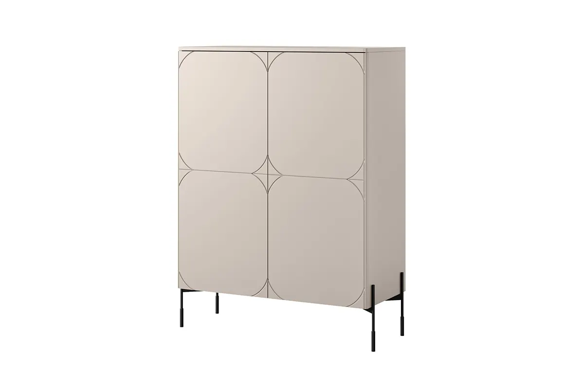 Komoda wysoka SONATIA 120 - kremowy - czarne nogi