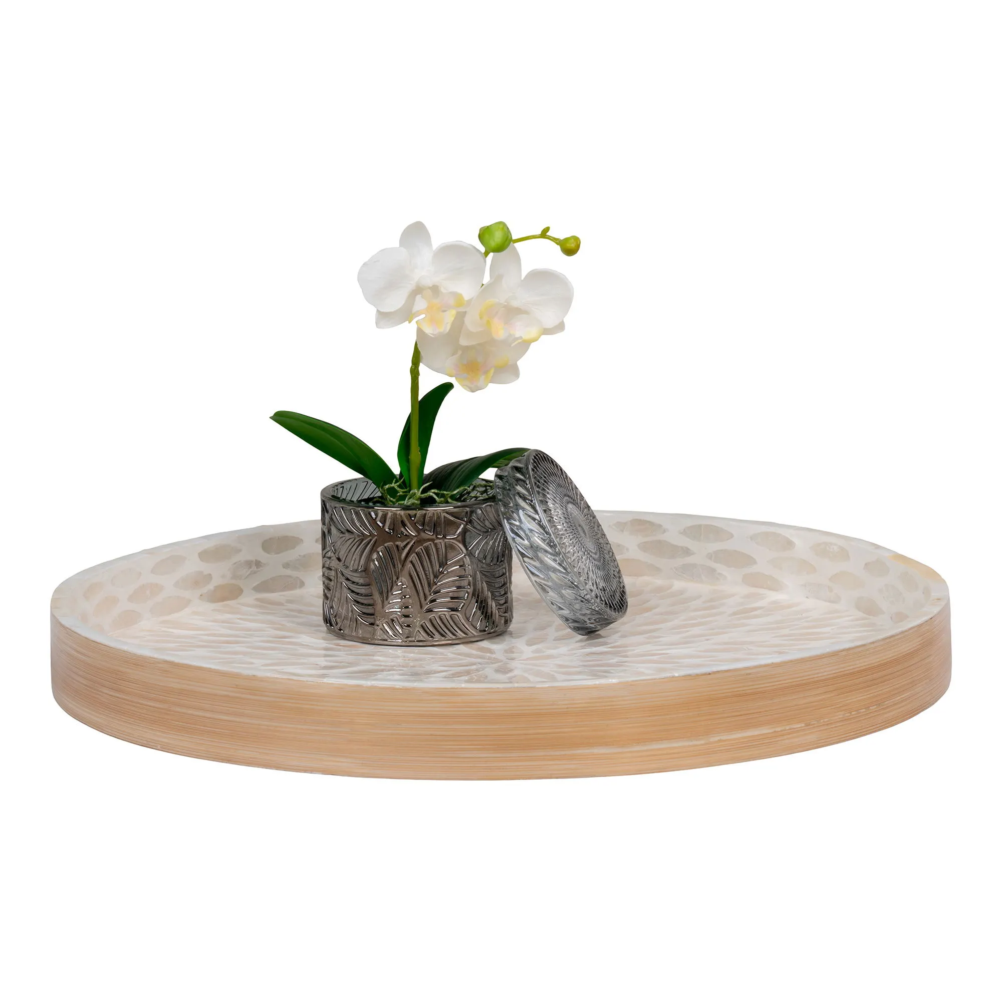 Taca do serwowania bambusowa 40x40x3,5 cm naturalna kremowa - 4401554