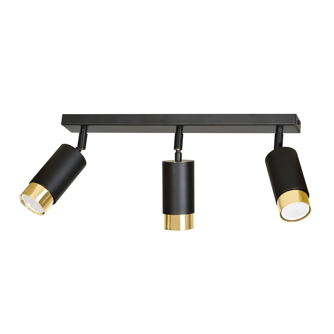Lampa sufitowa HIRO 3 czarny złoty