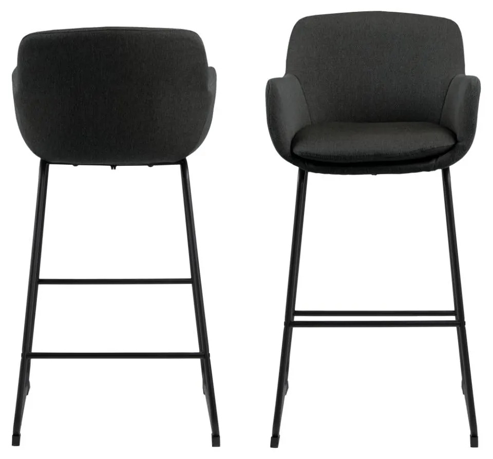 image krzesło barowe, metalowy stelaż, czarna tapicerka, wysokie krzesła, podnóżek