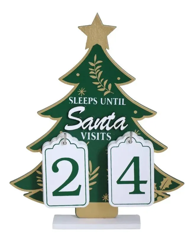 Kalendarz adwentowy drewniany 8674 zielono-biały