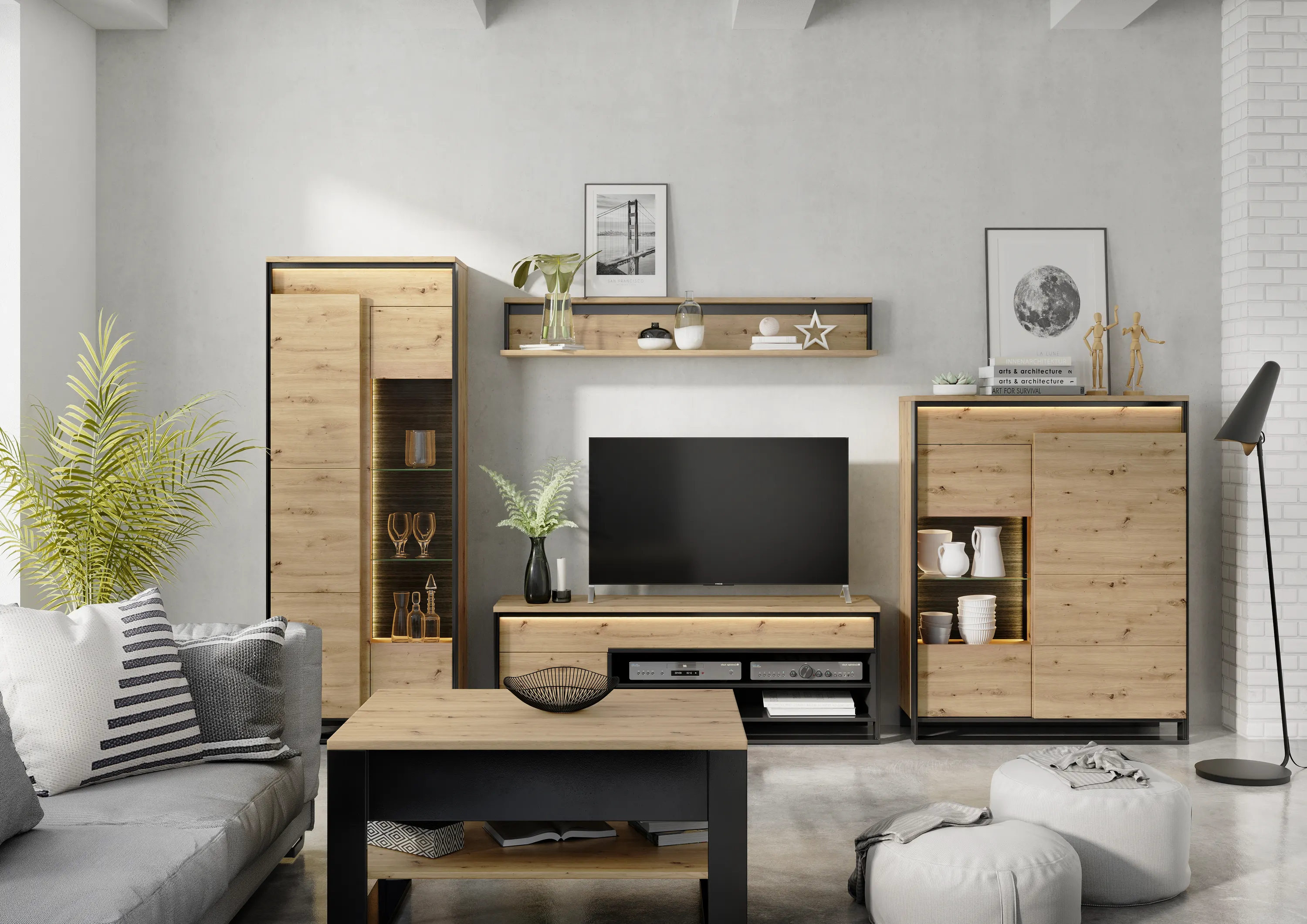 Stolik kawowy z szufladami 100x70 Quant QA-09 dąb artisan/czarny - QA9DAC