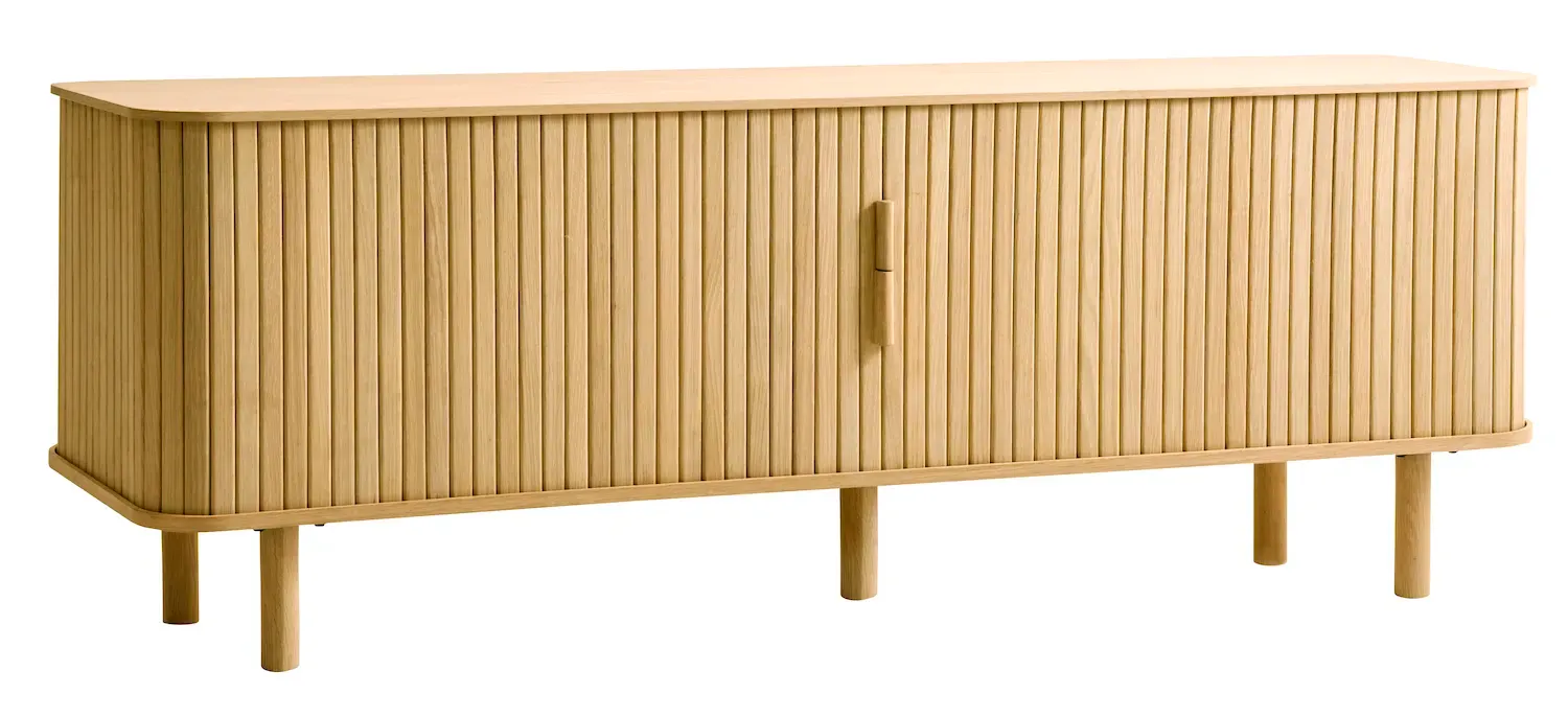 Szafka RTV 2-drzwiowa CAVO 160 cm ryflowana - dąb naturalny UNIQUE FURNITURE