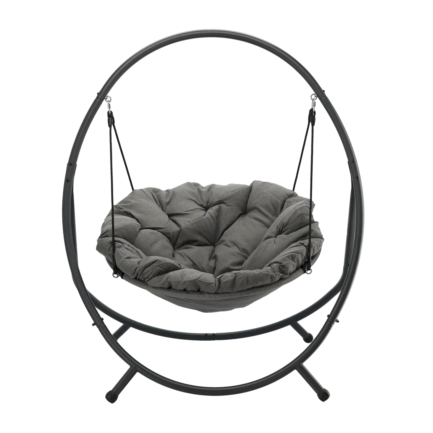 Fotel wiszący PATIO 115x140x167- ciemnoszara poduszka szara rama - FAT9934