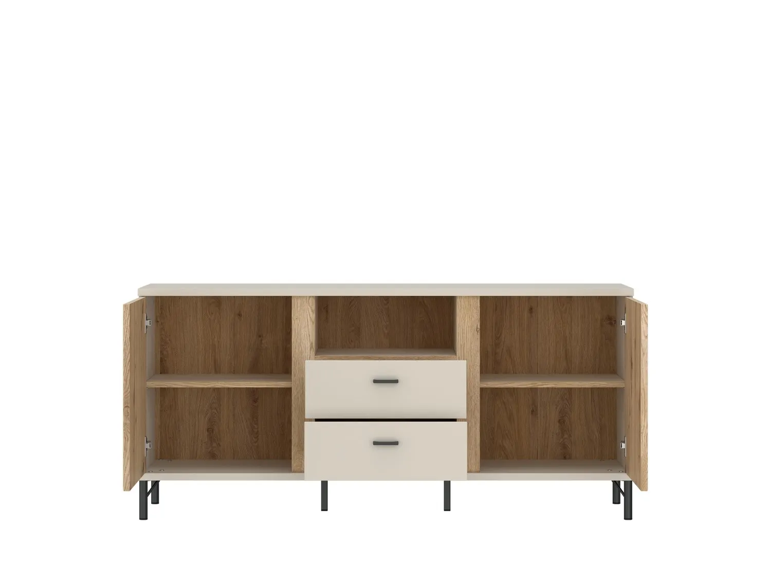 Komoda RTV 2-drzwiowa z szufladami MOSANO 150 cm kaszmir/dąb cremona - 6000000021307