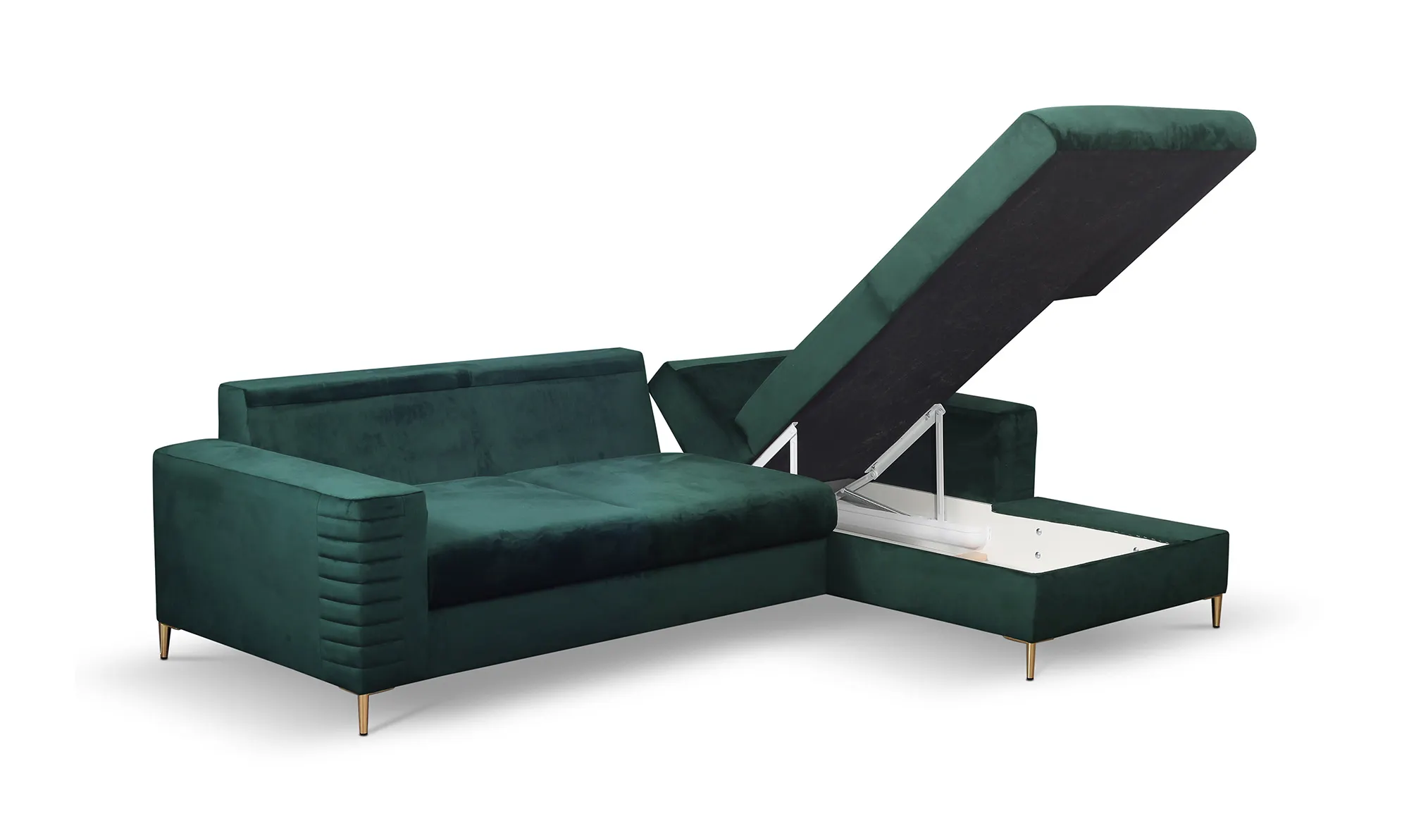 Narożnik rozkładany z pojemnikiem COLLIN VELLUTO 253 cm prawy ciemnozielony - COLILIN_NAR_VELLUTO27_P