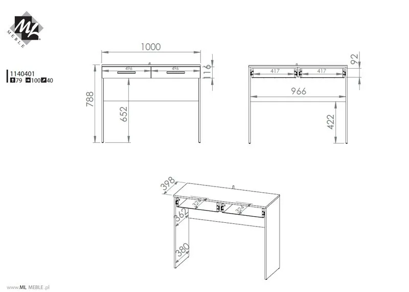 26688-biurko-z-szufladami-secco-bialy-polysk-mat-ml-meble Wykres, Działka, Schemat, Plan