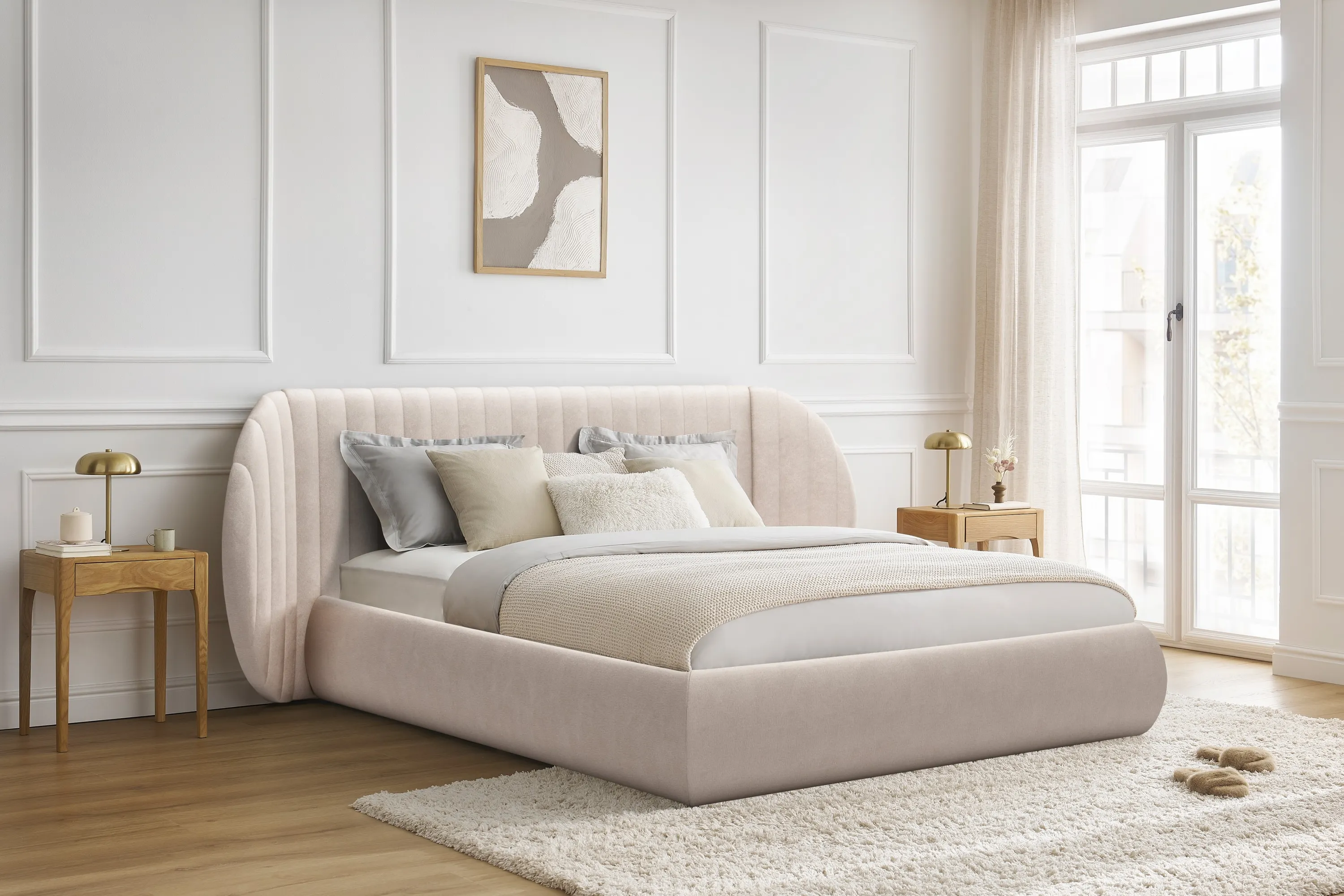 Łóżko Galin z pojemnikiem / 140x200 / Salvador (SIC) 1 - kremowy - B_158684