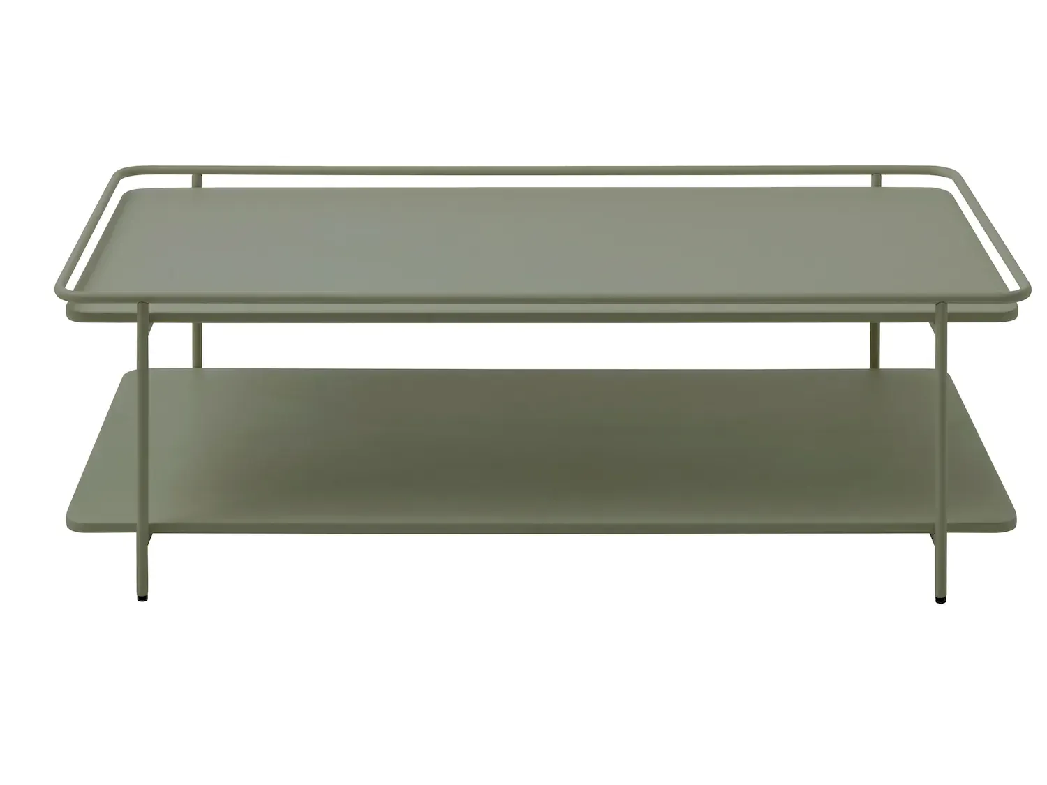 Stolik kawowy metalowy YUBA z półką 55x110 cm - zielony