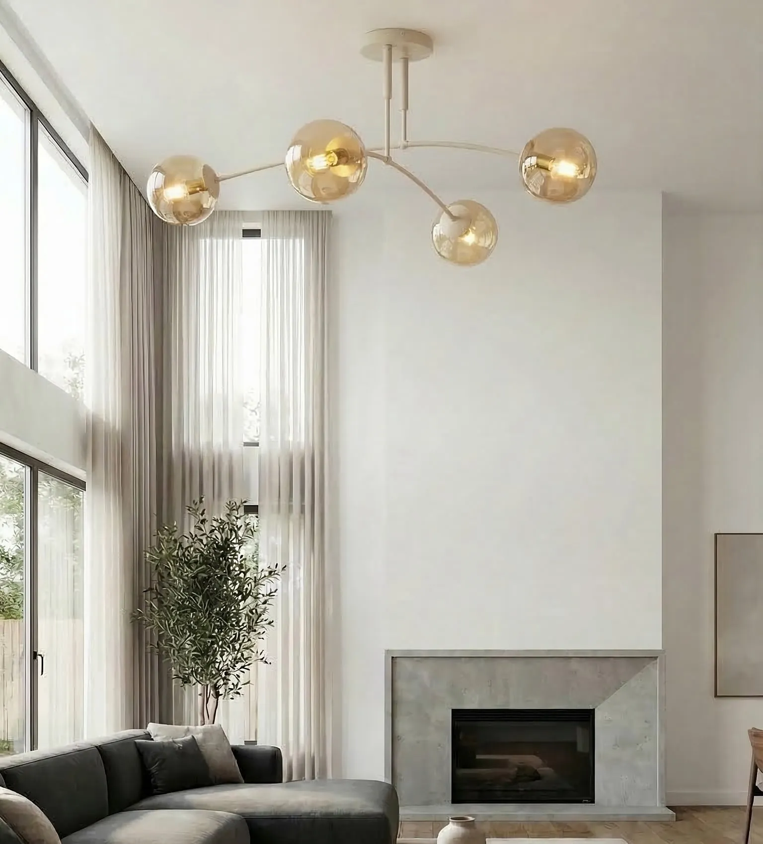 Lampa sufitowa PREGOS 4 MOKKA AMBER beżowa miodowy - 1686/4