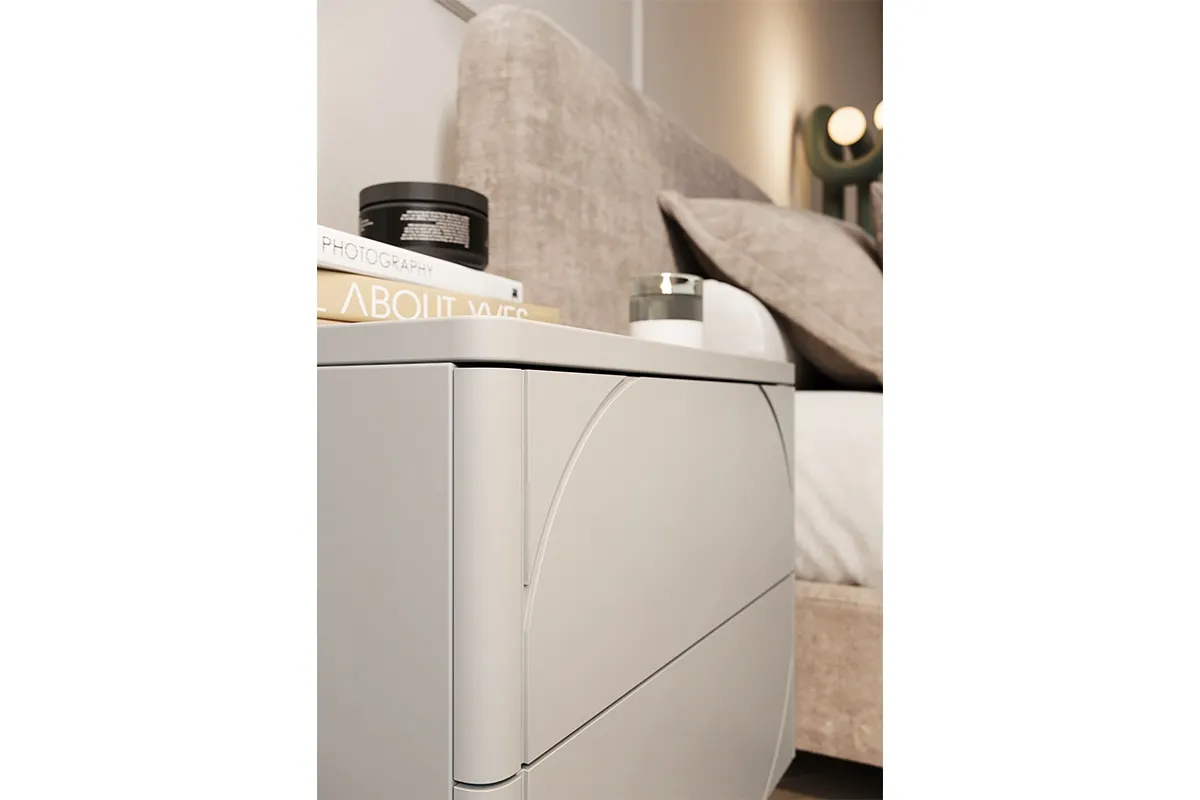 Szafka nocna z 2 szufladami SONATIA 45cm cashmere nogi kule - B_157261