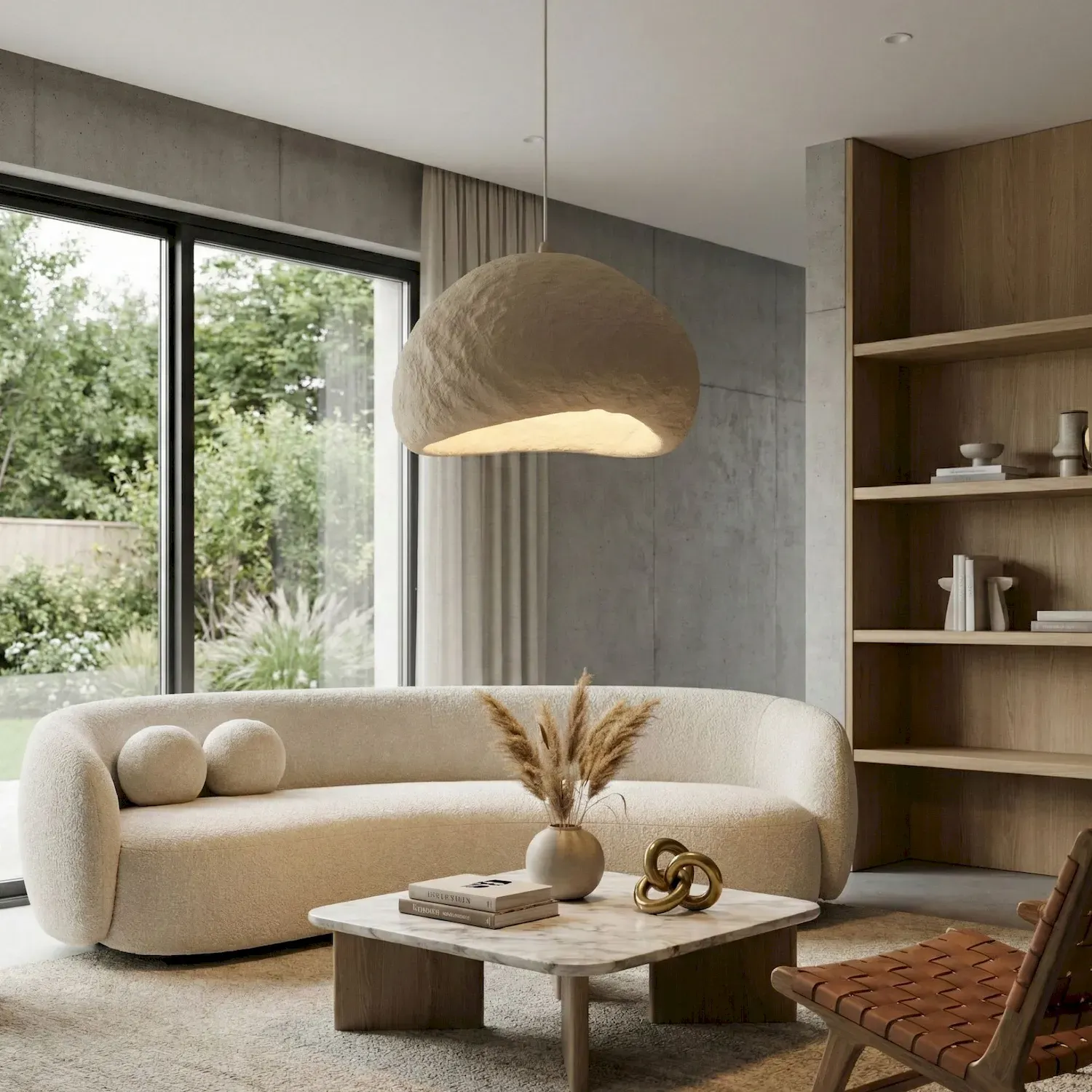 Lampa wisząca LOVAL 50 cm beżowa