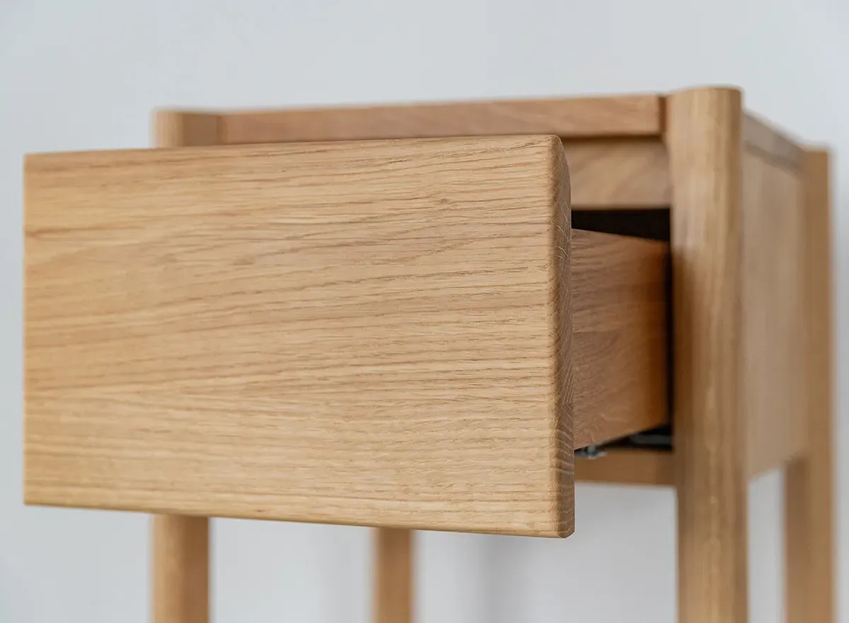 Stolik z szufladą wysoki dębowy CAMPI dąb olejowany - KULCA14