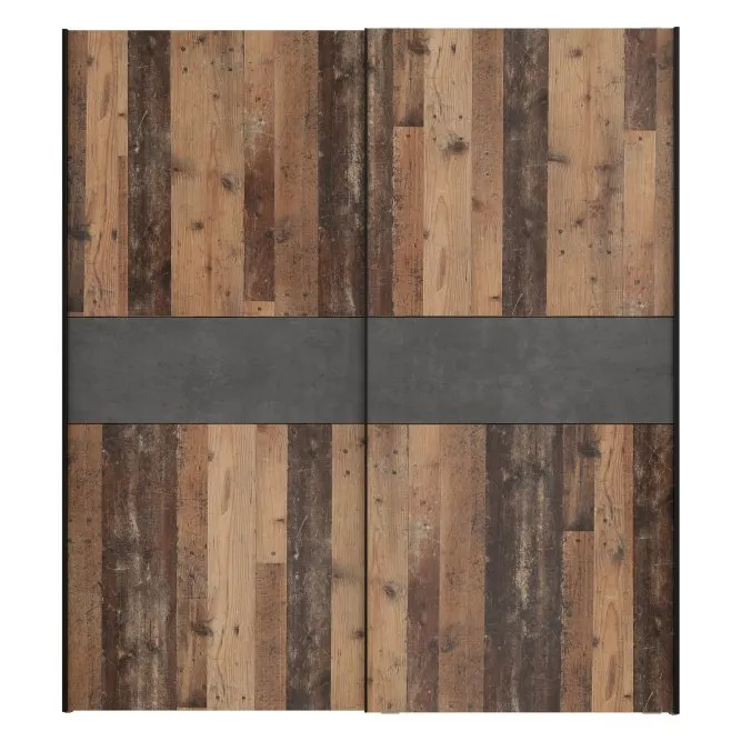 Szafa 2-drzwiowa CLIF drzwi przesuwne z panelem 170 cm, old wood vintage, beton - W3NS823E5-C754