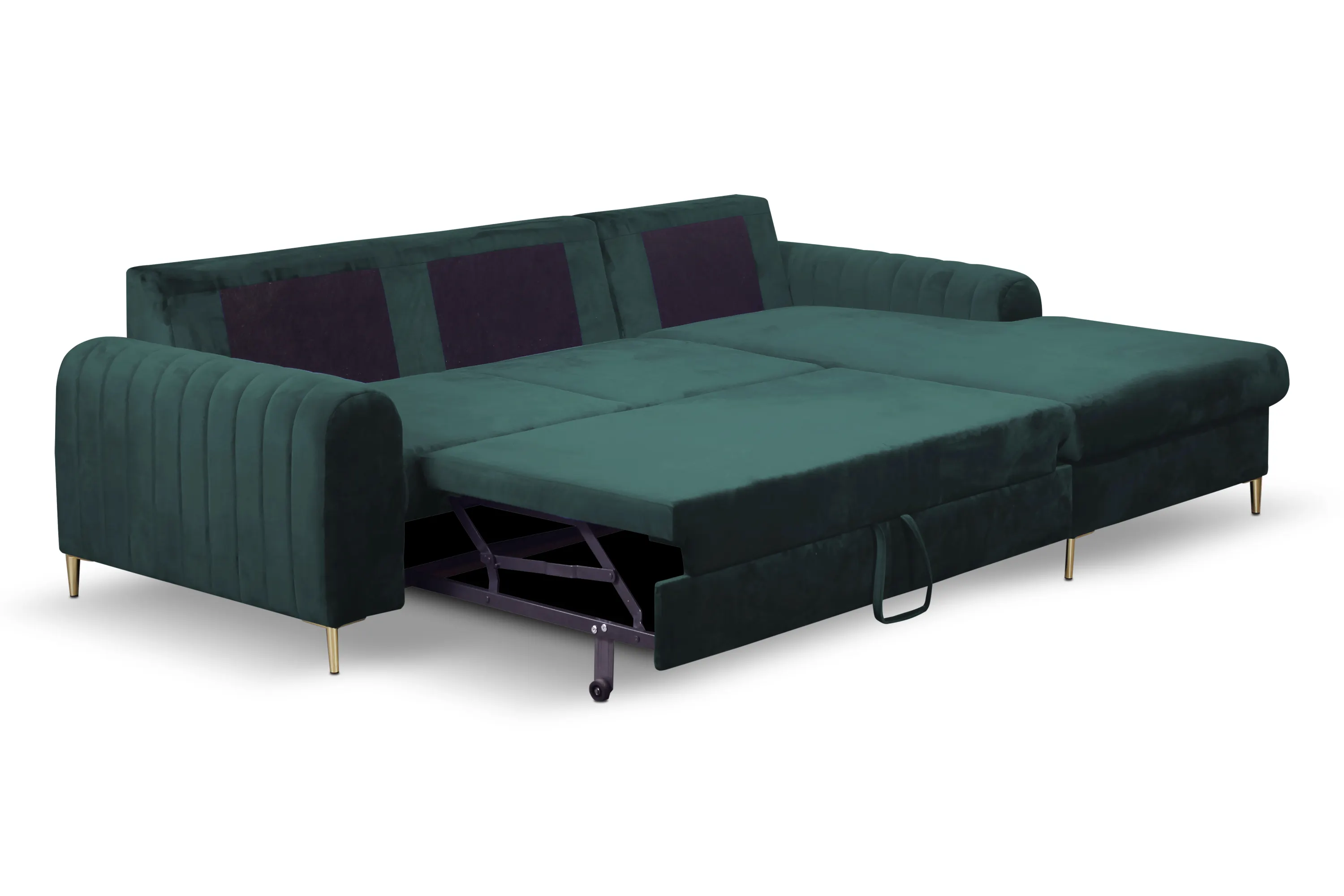 Narożnik rozkładany z pojemnikiem MONACO VELLUTO 251 cm prawy ciemnozielony - MONACO_NAR_VELLUTO27_P