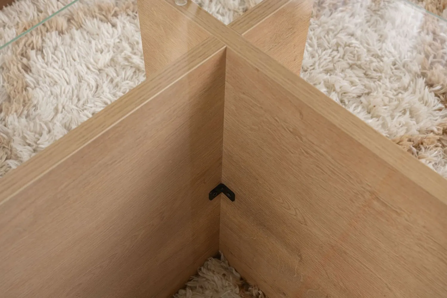 Stolik kawowy VETRINO 65x105 cm szkło hartowane dąb miodowy - ASI_353NRD1109