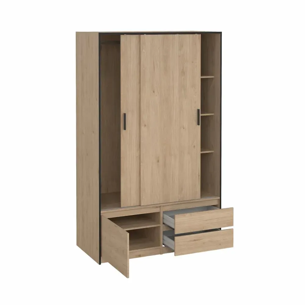 Szafa przesuwna 2-drzwiowa z 2 szufladami LINE 120 cm Jackson Hickory - TV_74334HLHL