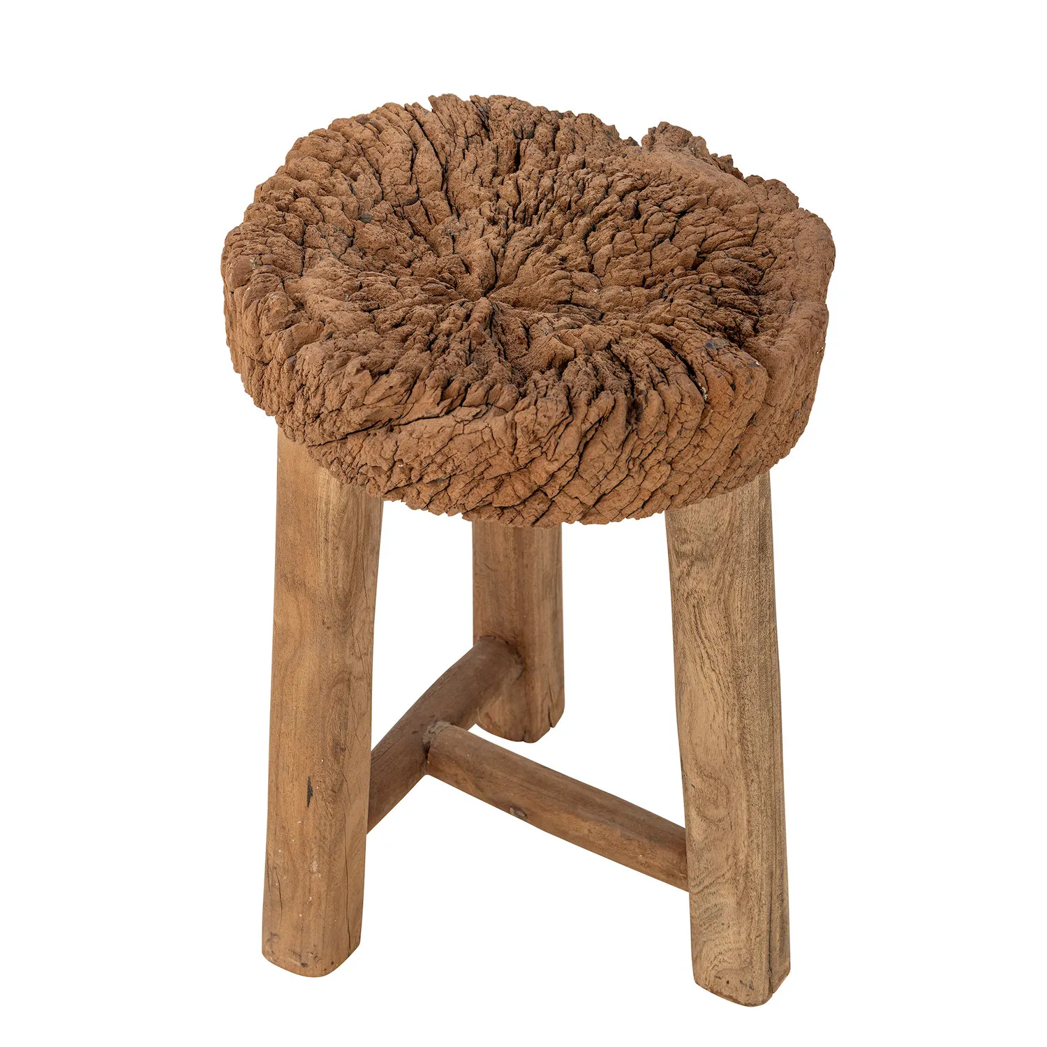 stool, wood, pumpkin, padded, brown