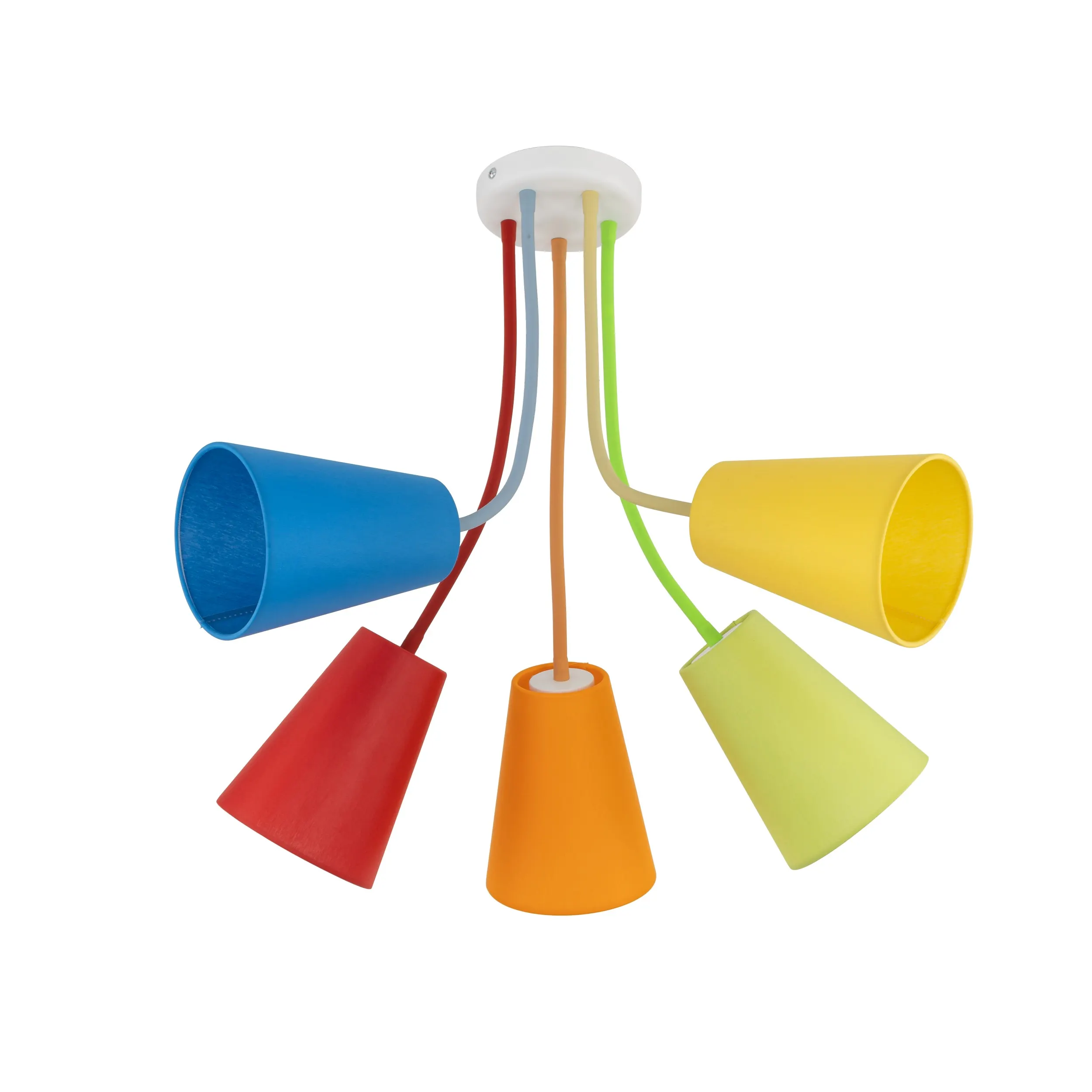 Lampa sufitowa WIRE COLOUR biała wielokolorowa zielona pomarańczowa czerwona niebieska żółta elastyczne ramiona 70x50cm - TK_2107