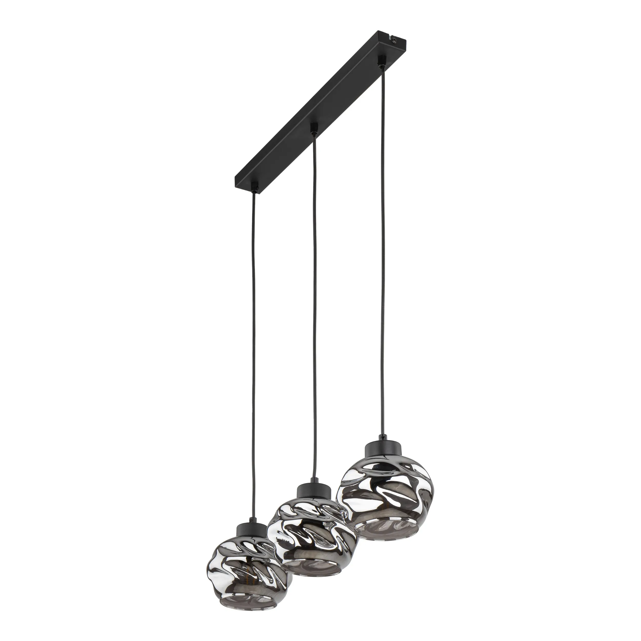 Lampa wisząca ZULIA czarna na listwie z szarymi szklanymi okrągłymi kloszami 90x59x15cm - TK_5725