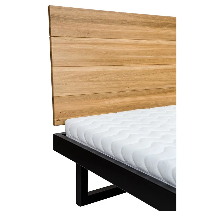 Łóżko metalowo - dębowe LK370 Surowy nielakierowany 180x200 DREWMAX - 40722